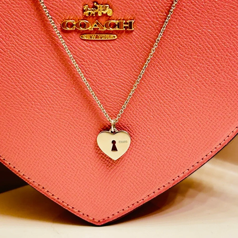 NWOT RARE Coach 925 Sterling Silver Heart Charm Necklace - Picture 6 of 12